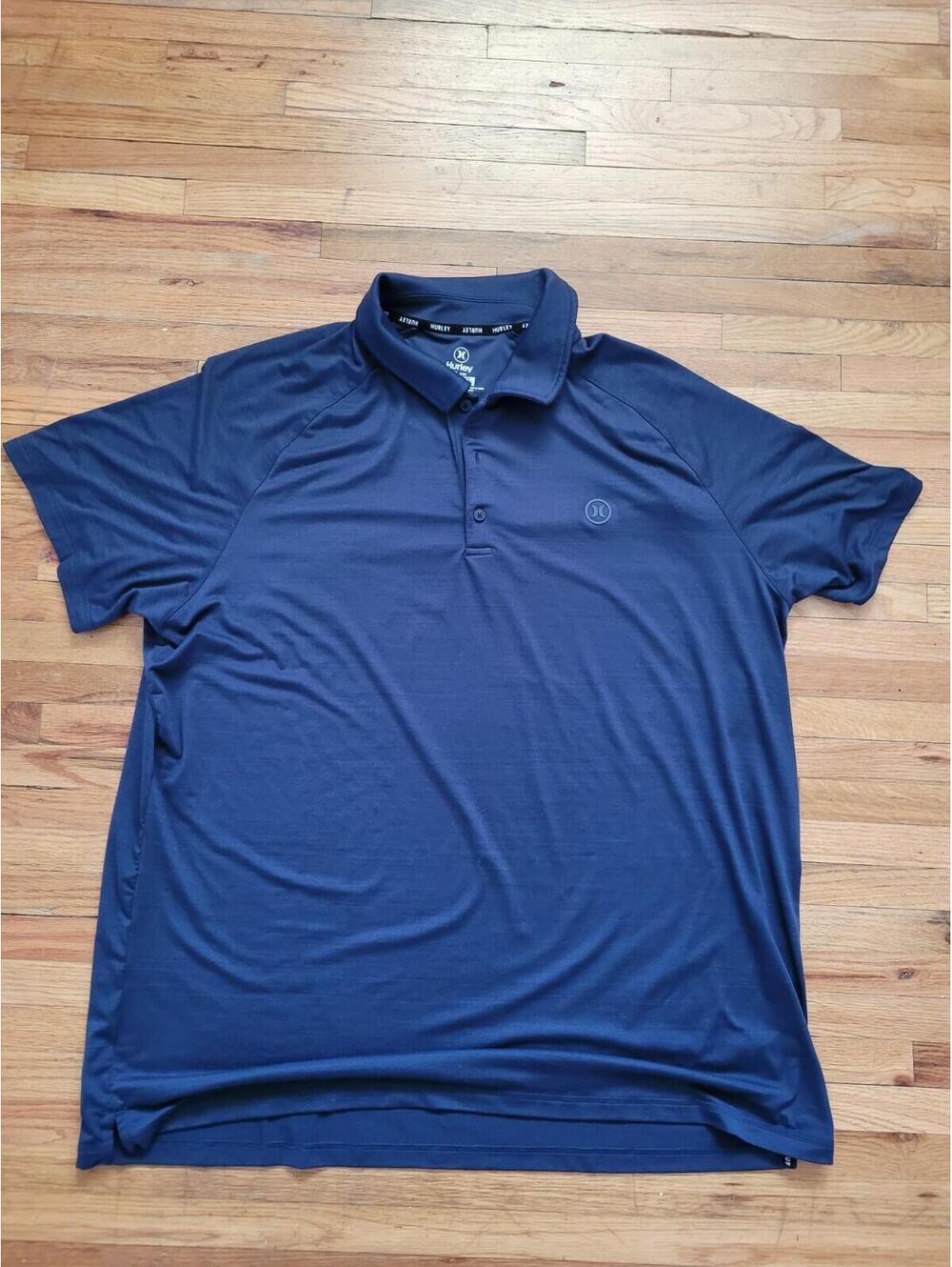 Hurley Men's Performance Stretch Moisture Wicking Shirt, Blue, Size 2XL